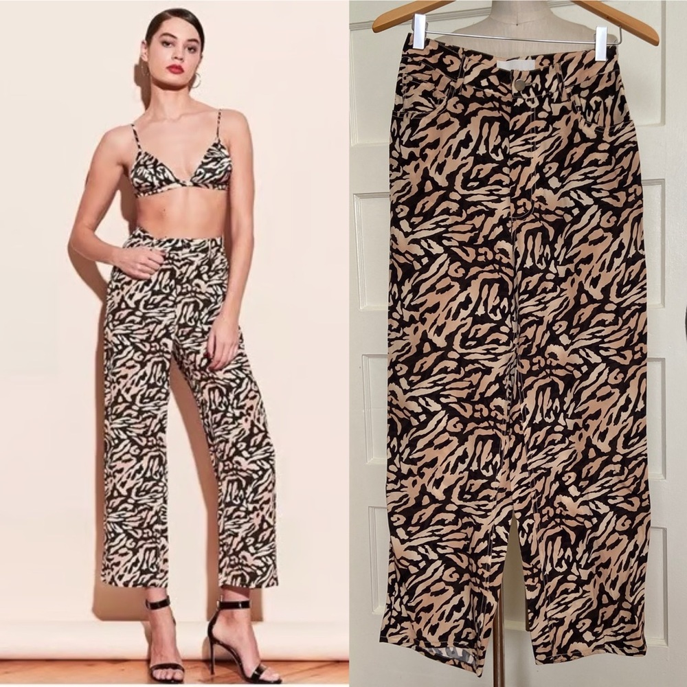 $375 Fleur Du Mal 100% Silk Animal Print Jeans